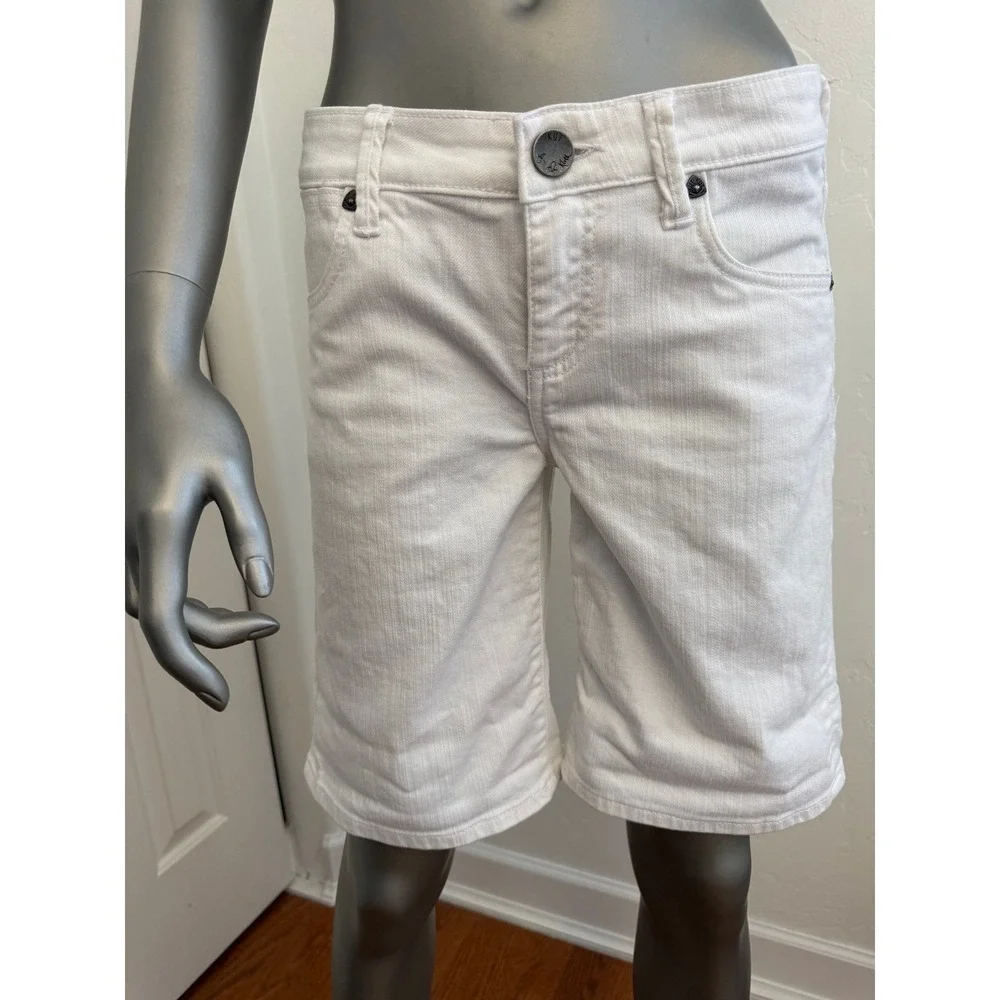 KUT from the Kloth Catherine Boyfriend Bermuda Shorts Jorts White 4 Mid Rise